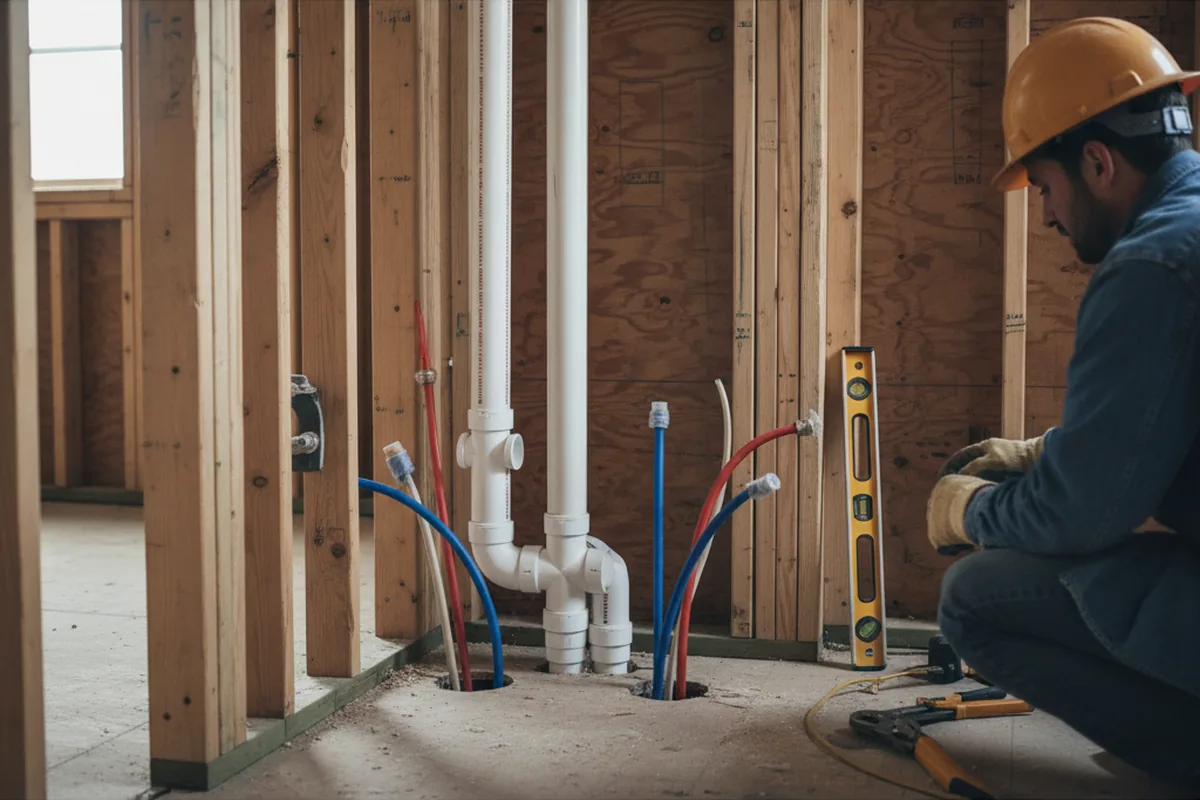Drain and supply rough-in during Leak Detection in Silver Lake