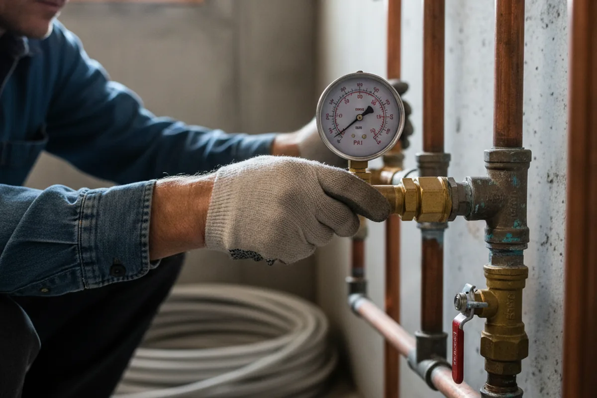 Pressure testing a repaired line during Water Line Repair in Silver Lake